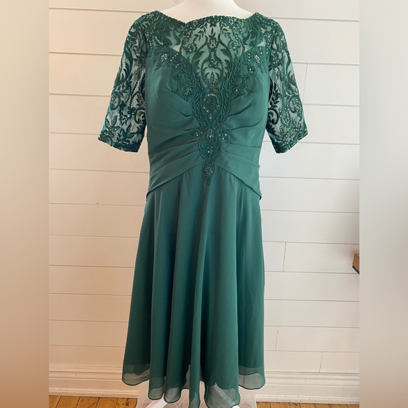 JJs House Dresses & Skirts - JJ'S House dark emerald green lace and sequin fit and flare whimsygoth dress